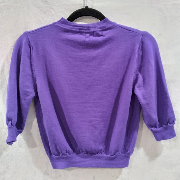 Bartolini 100% merino wool made in Italy cropped purple sweater in medium EUC - Picture 5 of 5
